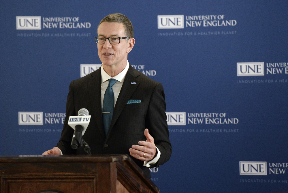 "As our economy evolves at an unprecedented rate, colleges and universities are subject to increasing competition for students and increasing price sensitivity," said University of New England's next president, James Herbert, at a news conference in Portland on Tuesday.