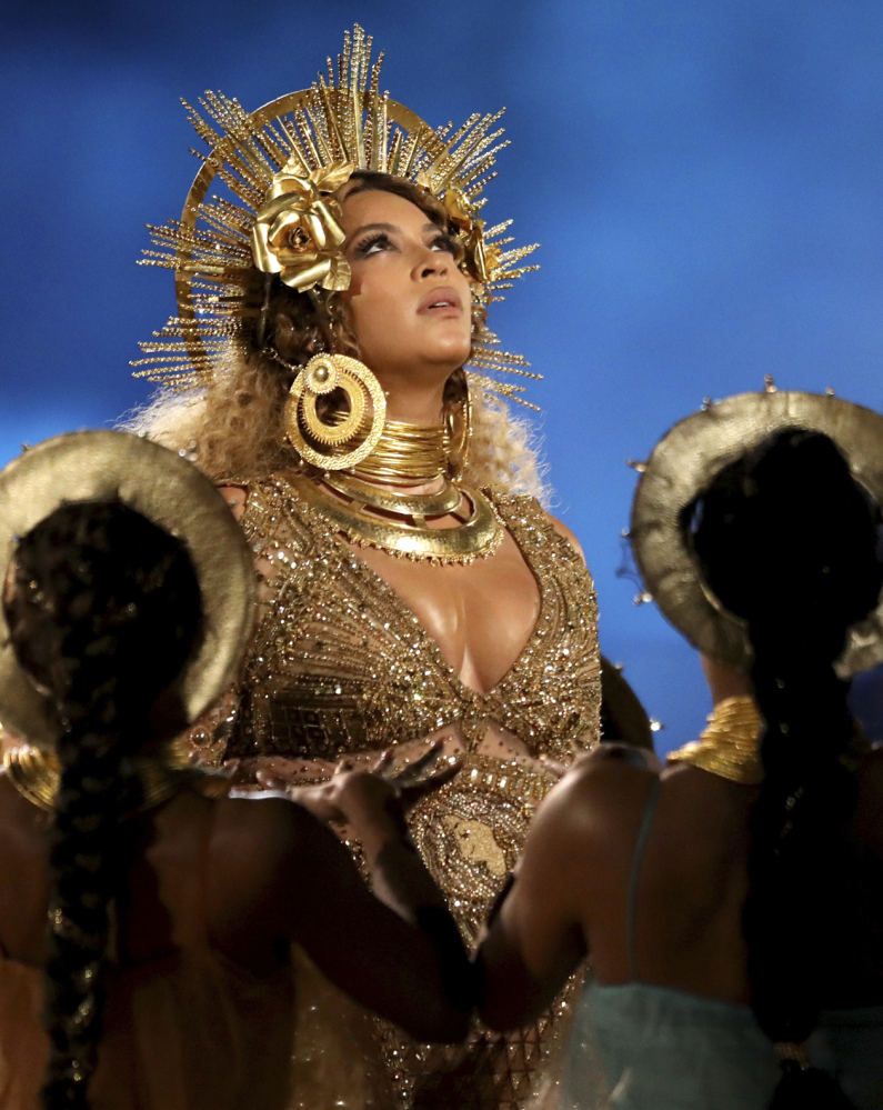 Beyonce performs at the 59th annual Grammy Awards in Los Angeles earlier this month.
