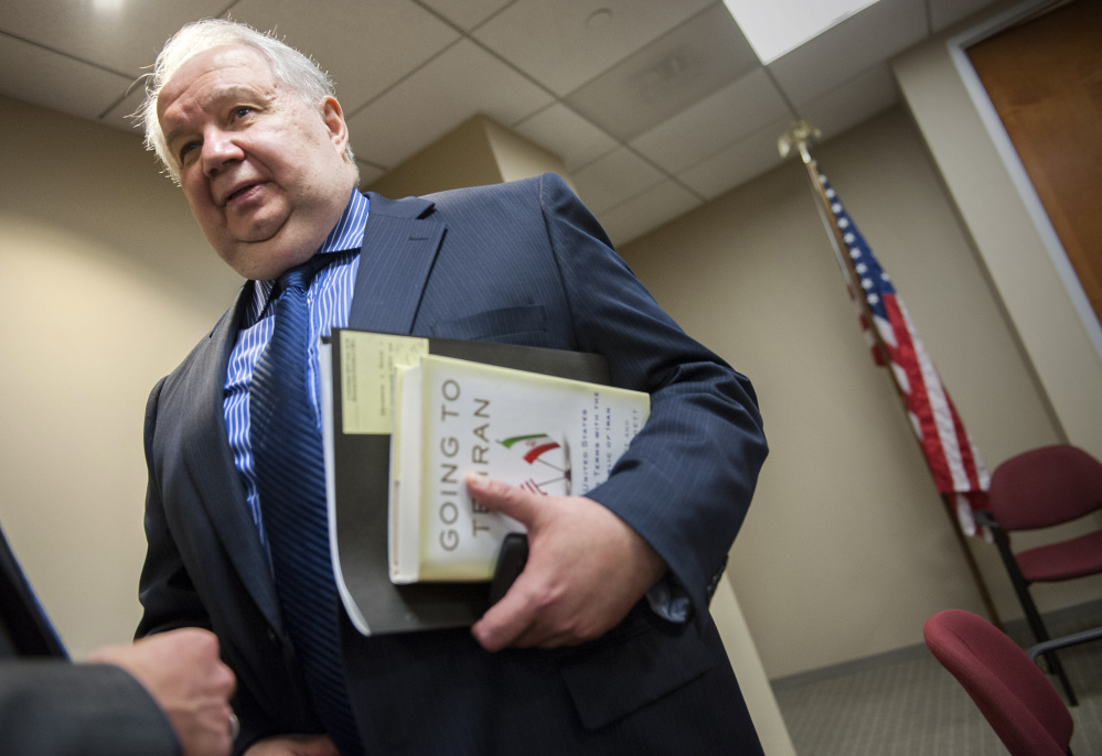 Russia's ambassador to the U.S., Sergey Kislyak, speaks with reporters in Washington in 2013. Two meetings that Jeff Sessions had with Kislyak last year, and Sessions' failure to disclose them at his confirmation hearing, created a political firestorm   on Thursday.