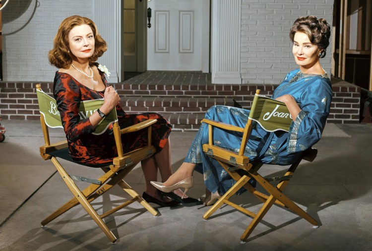 Susan Sarandon, left, plays Bette Davis and Jessica Lange portrays Joan Crawford in FX's limited series, "Feud: Bette and Joan," premiering Sunday. 