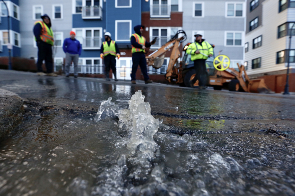 Part of Pearl Street in Portland was closed Friday evening because of this water main break.
