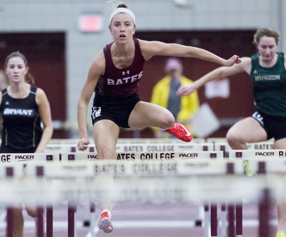 Bates senior Allison Hill of Brunswick is the top seed in the 60-meter hurdles at this weekend's NCAA Division III indoor track and field championships, with a time of 8.67 seconds.