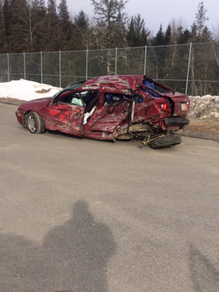 The Somerset County Sheriff's Office released this photo of the 2005 Hyundai Elantra that involved in a deadly crash with a school bus in Norridgewock Friday night.