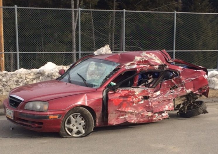 The Somerset County Sheriff's Office released this photo of the 2005 Hyundai Elantra involved in a deadly crash with a school bus in Norridgewock Friday night.