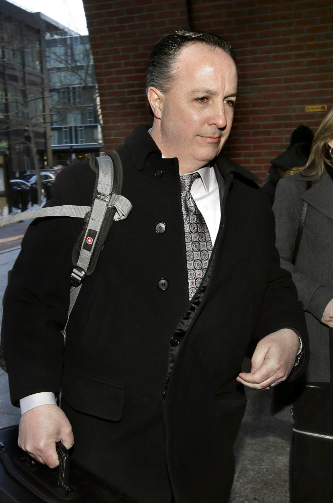 Barry Cadden arrives at federal court in Boston on Thursday, before closing arguments in his trial. He is charged with causing the deaths of 25 people.