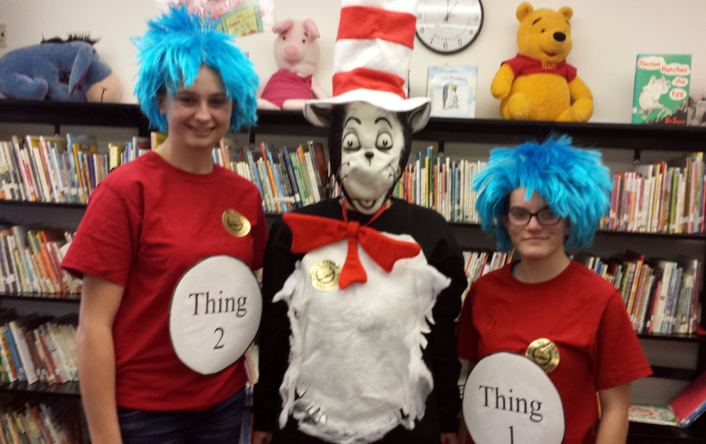The "Cat in the Hat" and company pay a visit to Wells Elementary School on Celebration of Reading Day, March 3.