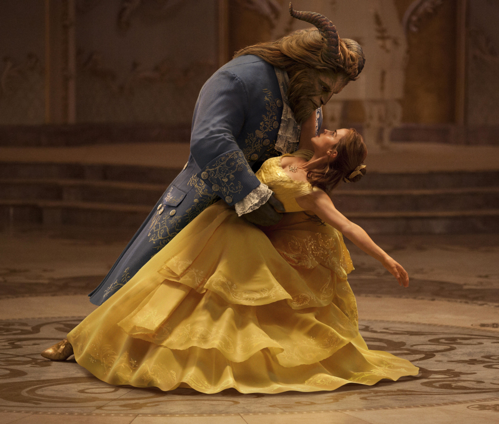 Image from Disney shows Dan Stevens as The Beast and Emma Watson as Belle in "Beauty and the Beast."