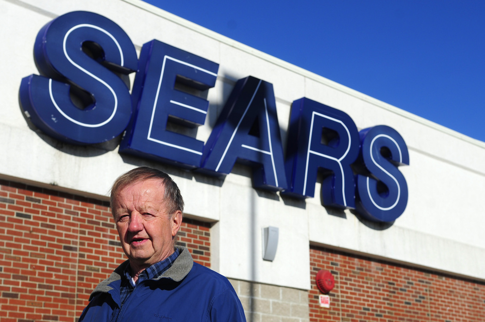 Former Sears employee Cal Brown stands in front of the Augusta store in the Turnpike Mall on Friday. He said that he'd worked for the company for more than 20 years and had started working there in 1967.