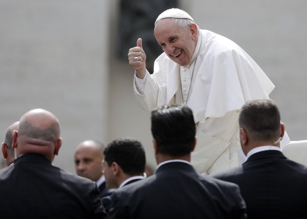 Pope Francis addresses leaders of 27 European nations on the eve of their summit to mark the 60th anniversary of the Treaty of Rome. The pope urged those leaders to resist false promises of security from populist and nativist candidates and leaders.