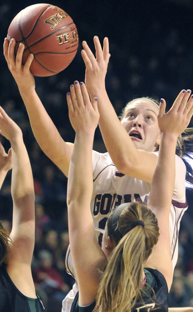 Emily Esposito rose above the competition during her four years at Gorham, scoring more than 1,400 points while leading her team to back-to-back Class AA championships and 42 consecutive wins.