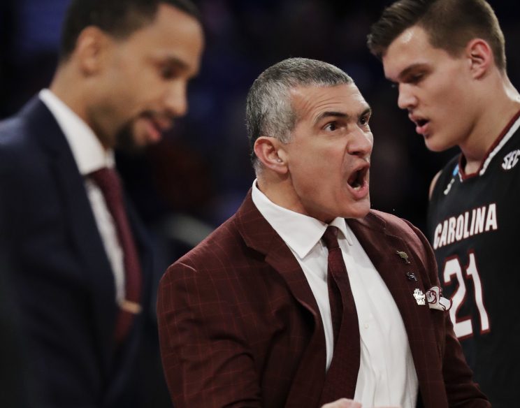 South Carolina Coach Frank Martin has his team two wins away from a national title, and says, "I'm having the time of my life, because of the kids in that locker room."