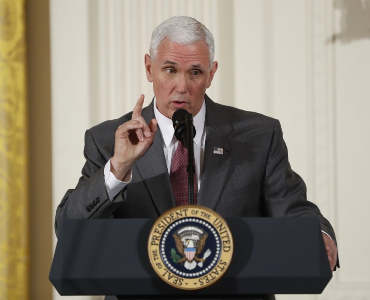 Vice President Mike Pence speaks at the Women's Empowerment Panel Wednesday at the White House. Pence's vote Thursday broke a 50-50 tie in Congress' latest clash that mixed abortion, women's health and states' rights.