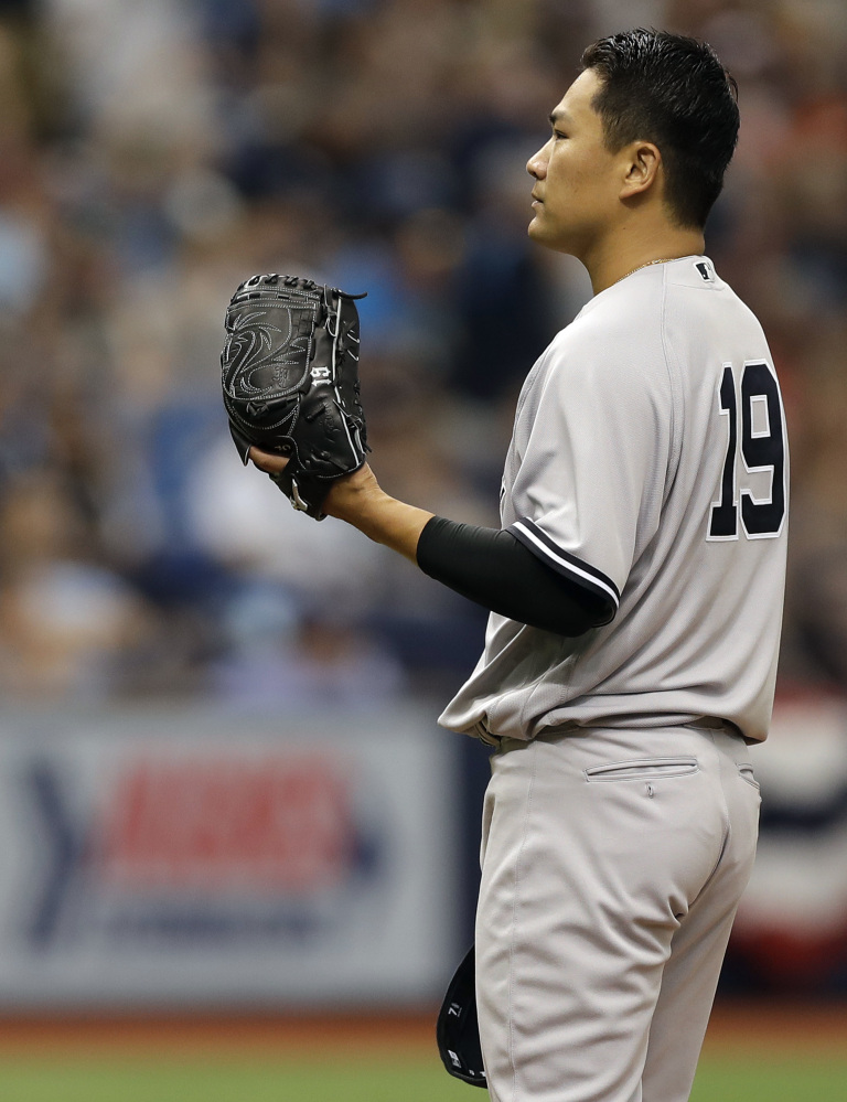 New York Yankees starting pitcher Masahiro Tanaka gave up seven earned runs in 2  innings and the Yankees suffered their sixth straight Opening Day loss.