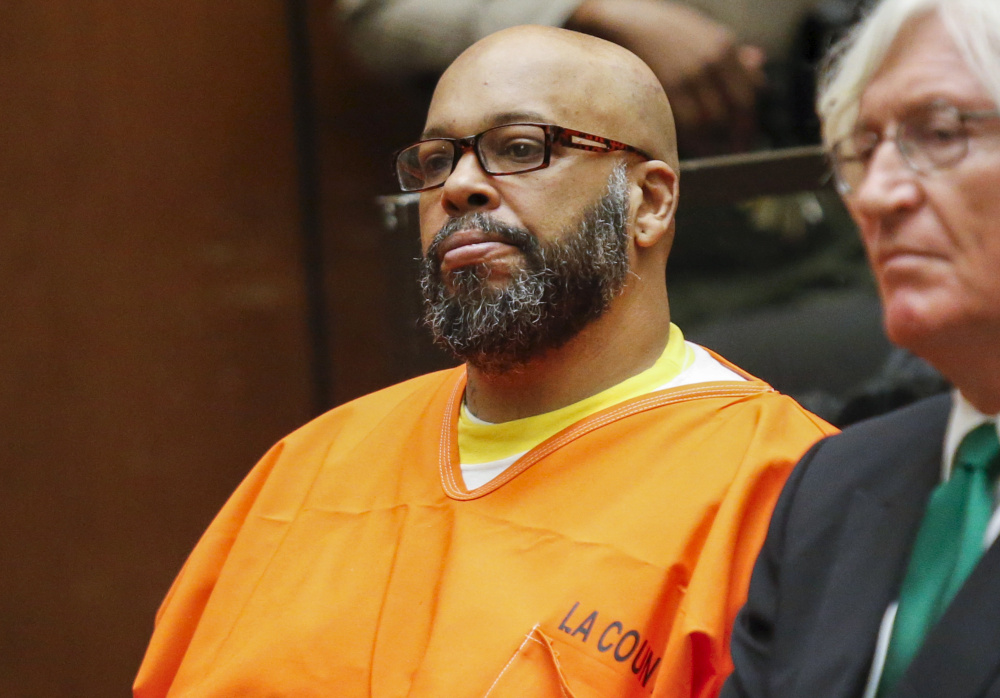 Defendant Marion "Suge" Knight attends a hearing with attorney Thomas Mesereau in his murder case in Los Angele in 2015.