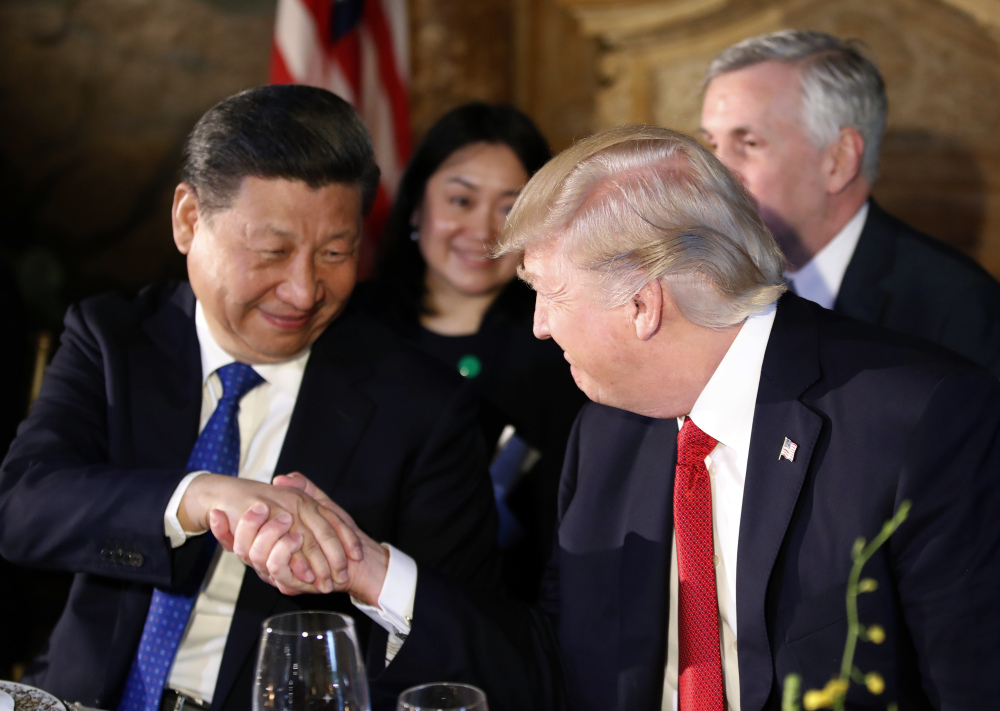 President Trump and President Xi Jinping have dinner at the Mar-a-Lago estate in Florida. Trump said earlier that "China will be stepping up" to deal more firmly with North Korea.