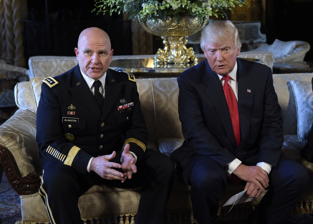 Lt. Gen. H.R. McMaster, seen meeting with President Trump in February, said Friday's airstrike on a Syrian air base "was not a small strike."