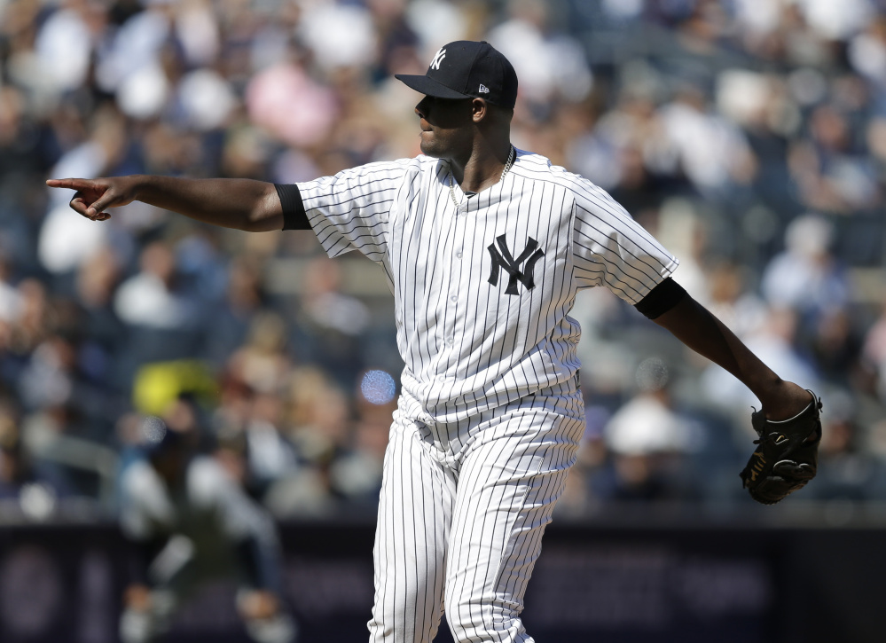 Yankees starter Michael Pineda was perfect for 6  innings on Monday afternoon, guiding New York to an 8-1 win over Tampa Bay in the first game of the season at Yankee Stadium.