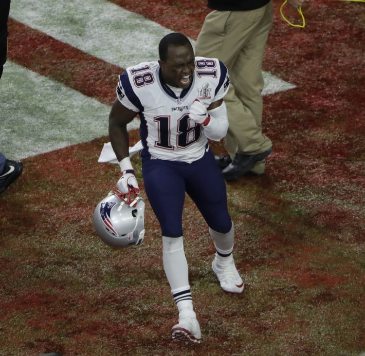 New England's Matthew Slater shows his emotions after the Patriots won Super Bowl LI on Feb. 5 in Houston. And he still gets excited seeing it on video. "As I sit there and watch it as a fan, I think about the looks I saw on guys' faces ... and it puts a smile on your face."
