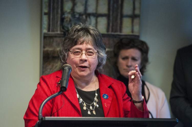 Rep. Anne Perry, D-Calais, who spoke at a news conference in April 2017, said of public health nurse staffing, "Maine people have suffered and the remaining nursing staff is being stretched to the breaking point." Perry is a family nurse practitioner.