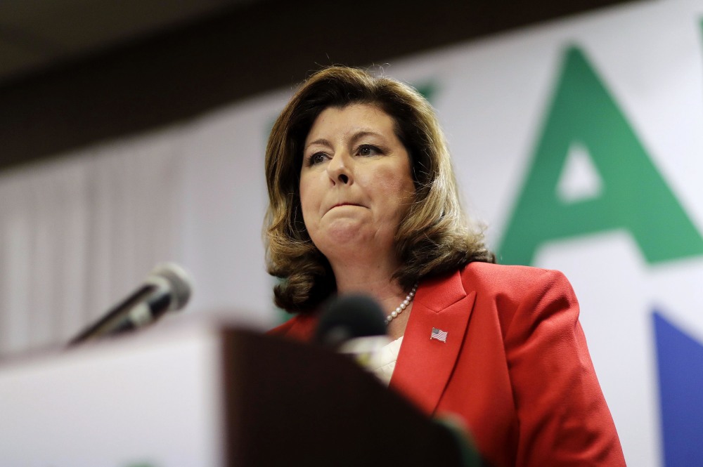 Karen Handel speaks at an election night watch party in Roswell, Ga., Tuesday.