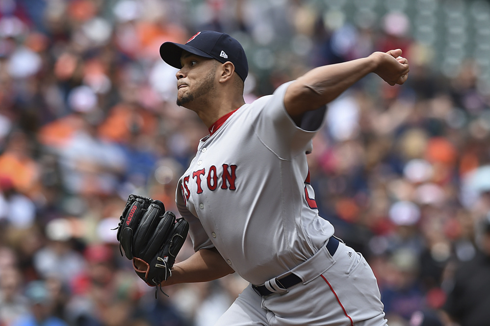 Red Sox starting pitcher Eduardo Rodriquez pitched six shutout innings, allowing one hit, while striking out seven and walking five in Boston's 6-2 win Sunday in Baltimore.