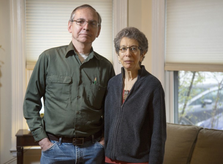 Al Bersbach, left, and Lee Sharkey at their home in Portland. She said, "I hope ‘Letter to Al’ invites others into a world too little explored in contemporary literature."