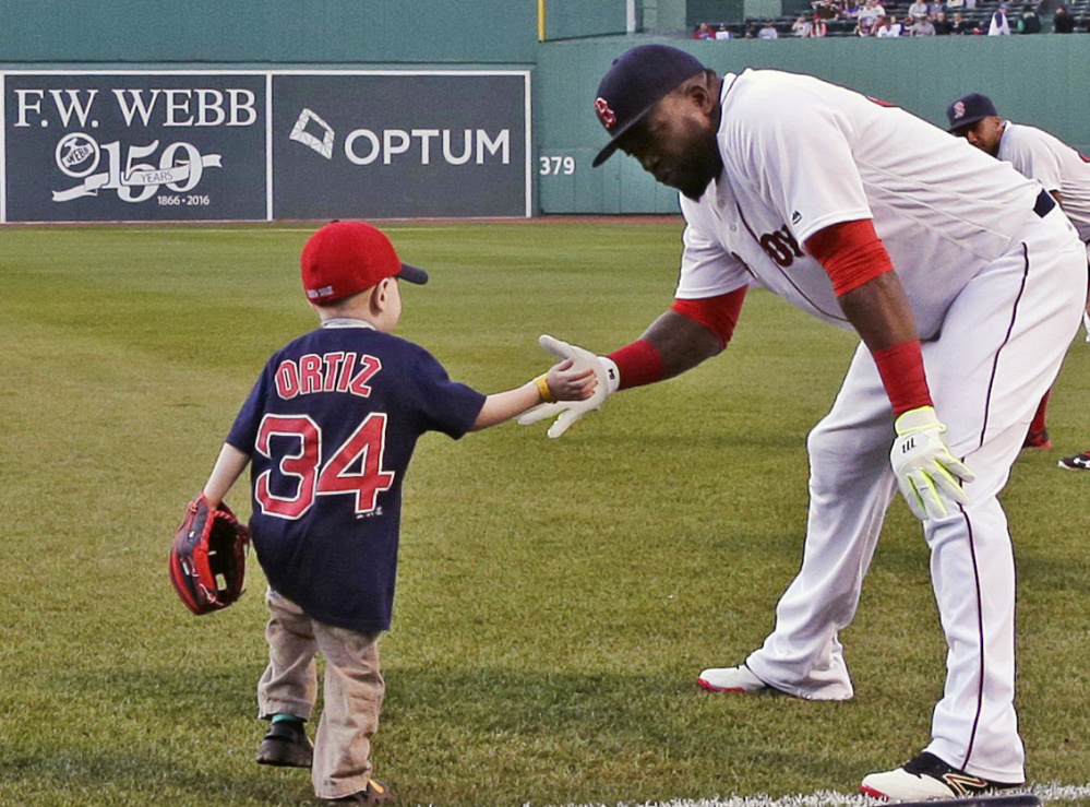 David Ortiz got to know Maverick Schutte, who has had more than 30 surgeries, in 2016. The pair reunited at a charity event Saturday.