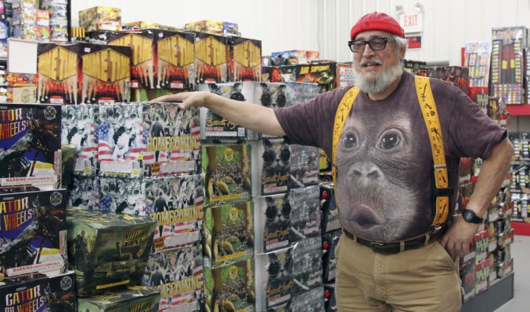 Allen Cohen, known locally as "Big Al," uses a warehouse in Wiscasset to store consumer-grade fireworks that he sells at his store on Route 1.