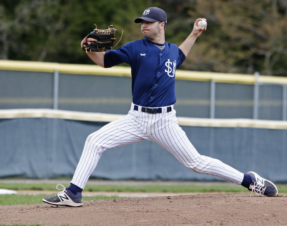 Tyler Leavitt pitched 6  innings, allowing one run on five hits while striking out four, to lift Southern Maine to a 4-1 win over Western New England College on Sunday in Gorham.
Staff photo by Jill Brady