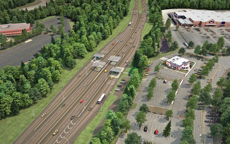 This digital rendering shows how Exit 44 will look when the three-year, phased project is  completed in the summer of 2019.