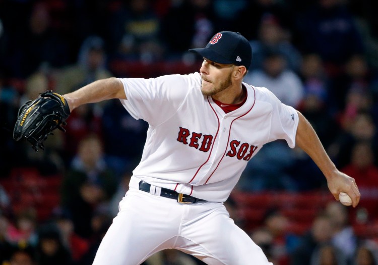 Boston's Chris Sale pitches during the first inning of Wednesday night's game against the Pittsburgh Pirates at Boston.
