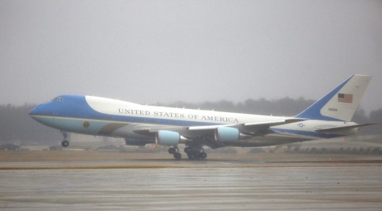One of the two aircraft used as Air Force One lands with then-President Barack Obama and his family at Joint Base Andrews in Maryland on Jan. 2, 2017. 