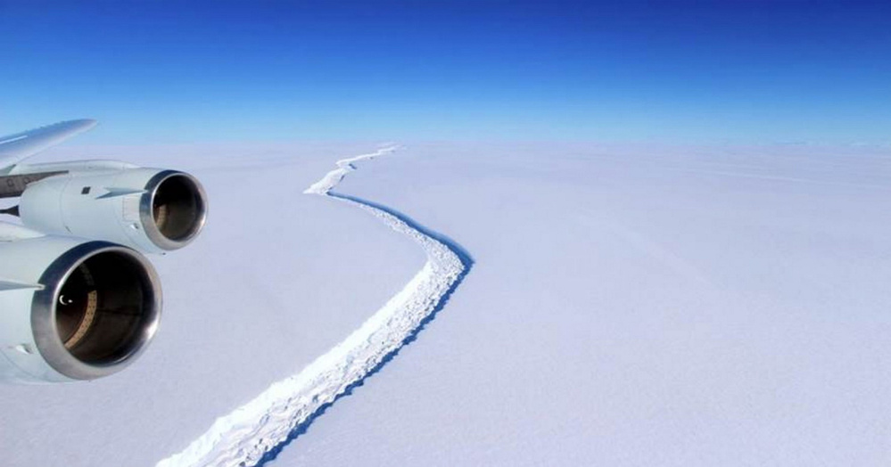 A huge crack in the Larsen C ice shelf – one of Antarctica's largest ice shelves – is closely monitored by scientists. A section potentially containing 2,000 square miles of ice is in danger of breaking off, scientists say.