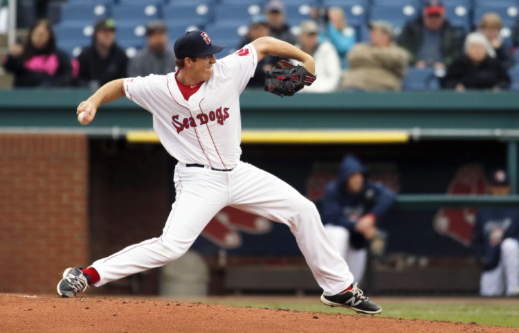 Sea Dogs starting pitcher Teddy Stankiewicz delivers a pitch during Portland’s 6-5 win over Binghamton on Tuesday at Hadlock Field. 