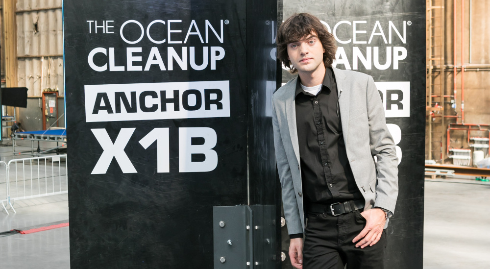 Dutch university dropout Boyan Slat is the founder of The Ocean Cleanup, an organization that stretches a collection of  floating booms across the ocean that attract and collect plastic debris.