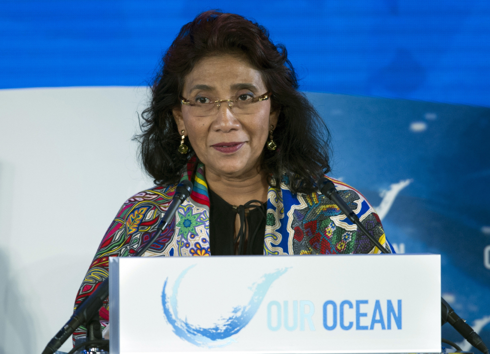 Susi Pudjiastuti, Indonesia's minister for fisheries and maritime affairs, has won plaudits from American conservationists for ordering her country to seize and destroy foreign fishing vessels in the vast Pacific and Indian ocean waters that the nation claims at its own.