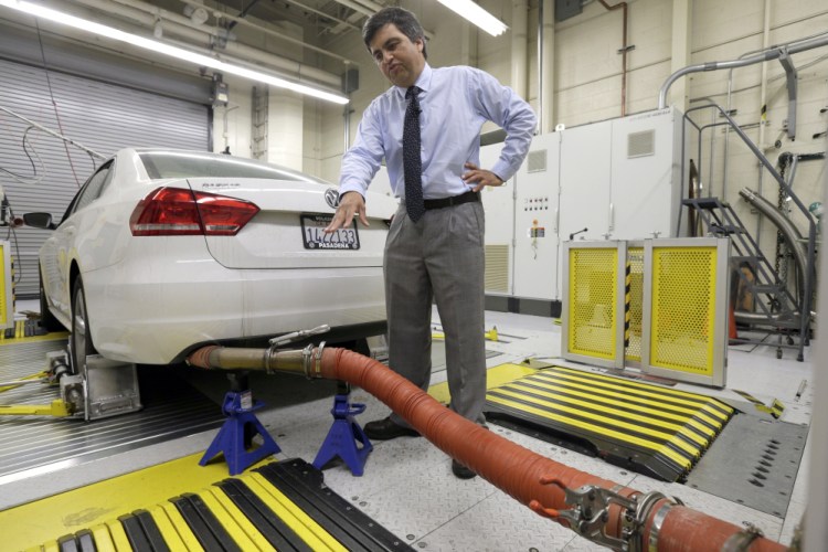 A 2013 Volkswagen Passat with a diesel engine is evaluated at the emissions test lab in El Monte, Calif., in 2015.