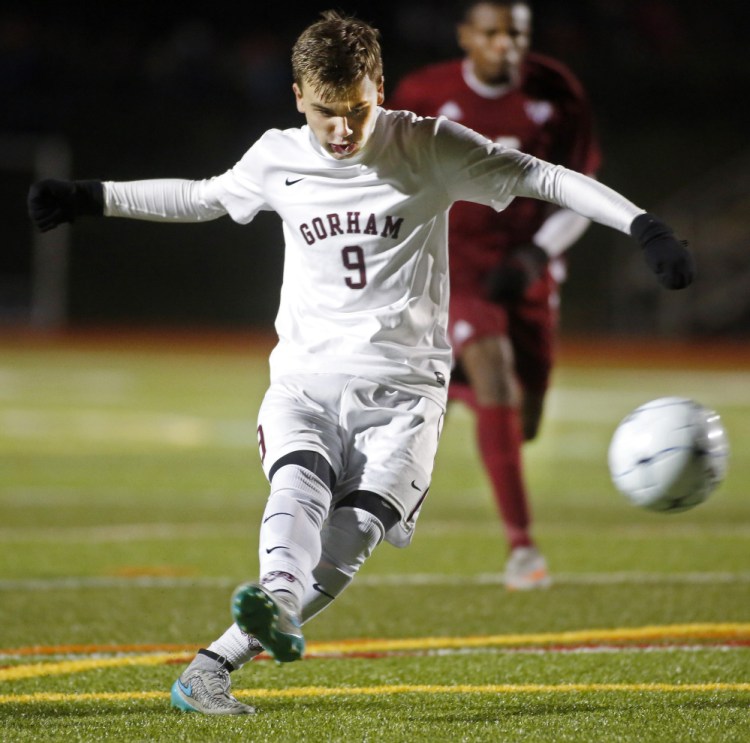 Jackson Fotter scored Gorham's only goal in a 2-1 loss on penalty kicks to Bangor in the Class A state final.
