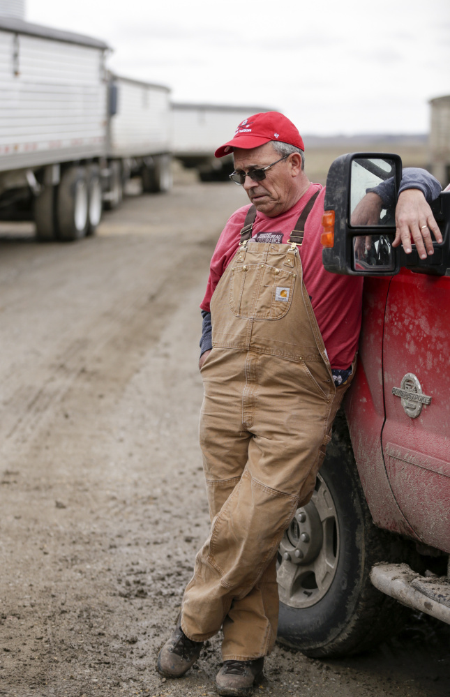 Blake Hurst, a corn and soybean farmer and president of the Missouri Farm Bureau, leans against a truck on his farm in Westboro, Mo., last month. President Trump has vowed to redo the North American Free Trade Agreement, but NAFTA has widened access to Mexican and Canadian markets, boosting U.S. farm exports and benefiting many farmers. Hurst says NAFTA has been good for his business and worries that he and many other U.S. farmers will lose out in a renegotiation.