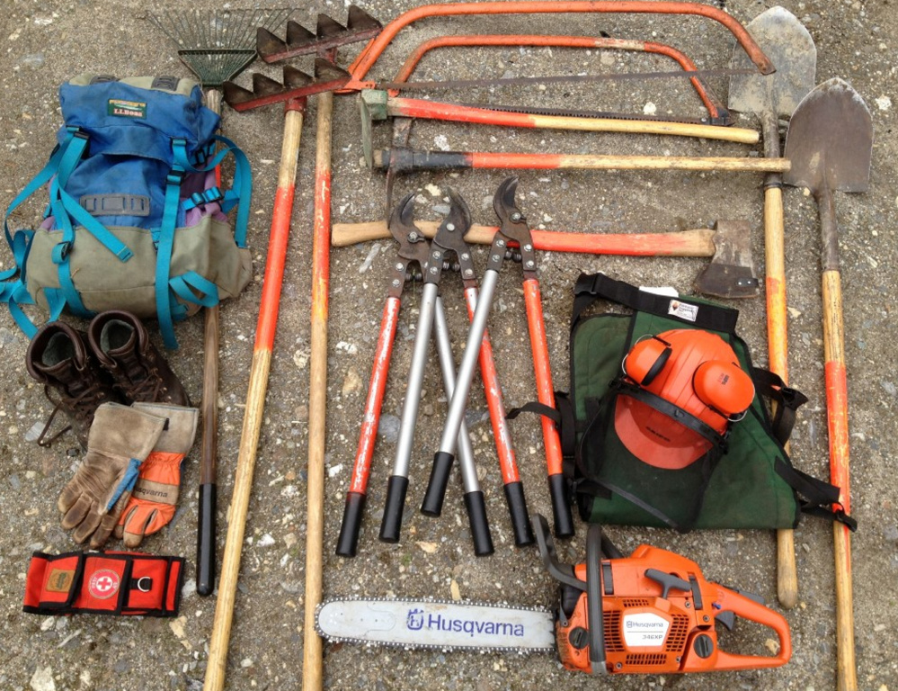 Some essential tools for the job, if that job is clearing your personal two-mile section of the Appalachian Trail.