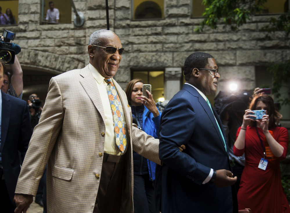 Bill Cosby arrives for jury selection in his sexual assault case at the Allegheny County Courthouse Monday in Pittsburgh. The case is set for trial June 5 in suburban Philadelphia.
