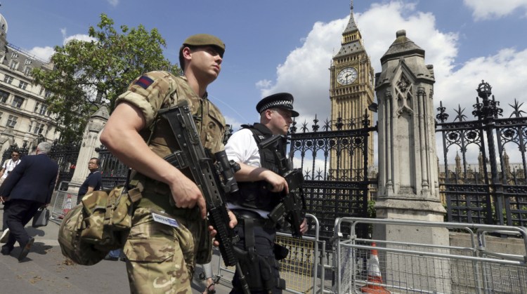 Security forces are deployed at London landmarks in the wake of the suicide bombing that killed at least 22 at a concert in Manchester, England, on Monday night.