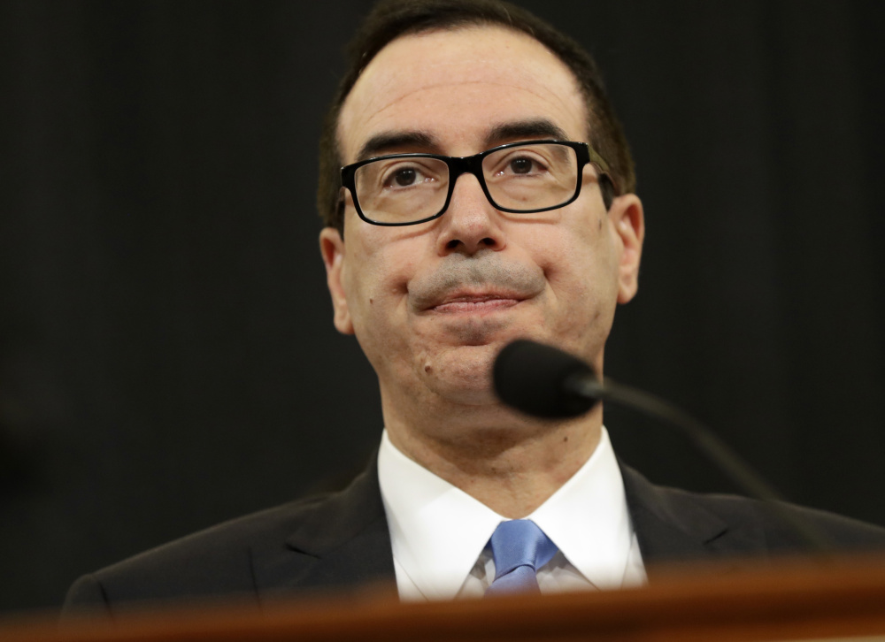 Treasury Secretary Steven Mnuchin testifies on Capitol Hill in Washington, Wednesday, May 24, 2017, before the House Ways and Means hearing on Treasury Department's fiscal 2018 budget proposals. ()