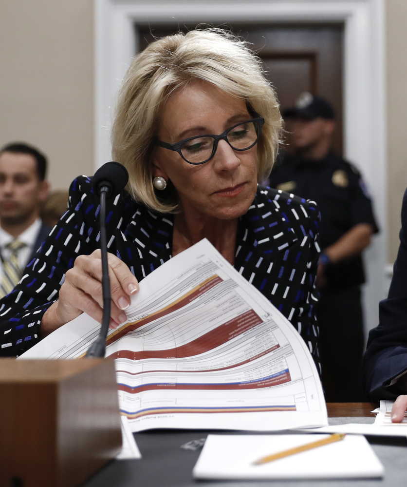 Education Secretary Betsy DeVos supports a proposal to use federal money to fund private school scholarships.