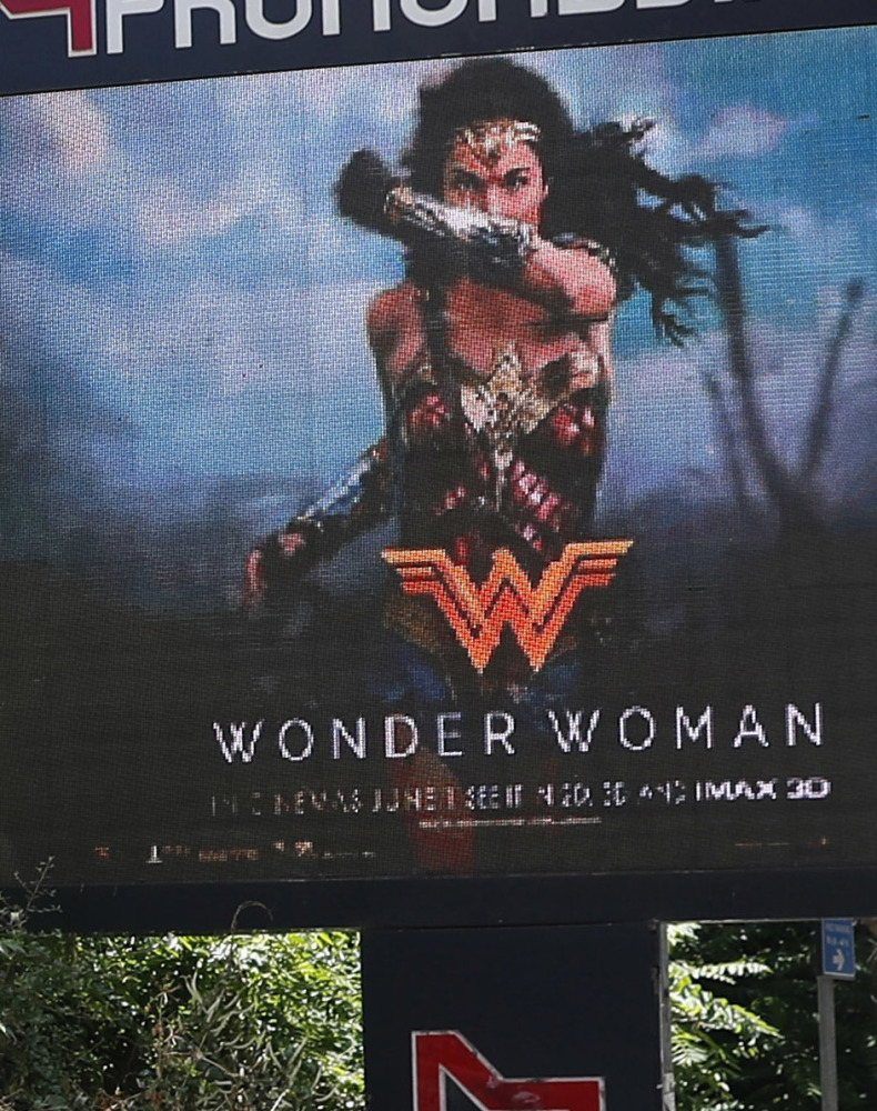 A billboard promotes the "Wonder Woman" movie in Beirut.