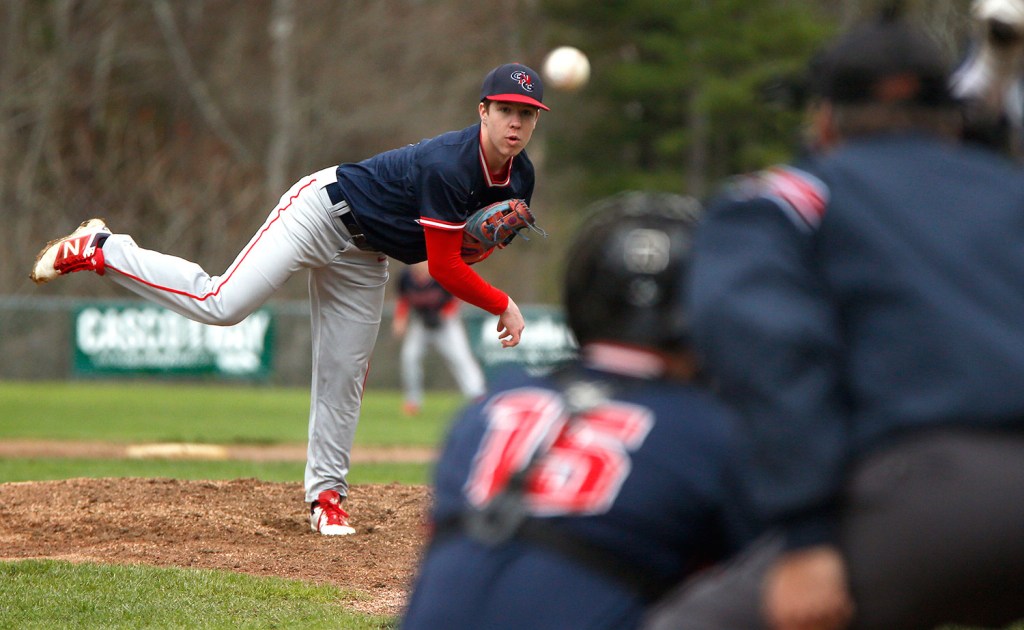 Gray-New Gloucester pitcher Josiah Rottari throws against Yarmouth on Monday. The Patriots gave Rottari just one run as Gray-New Gloucester lost yet another close game.