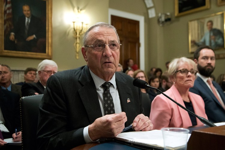 Gov. Paul LePage told a House Natural Resources subcommittee oversight hearing that he opposes the designation of a national monument in Maine during May 2 testimony on Capitol Hill in Washington.