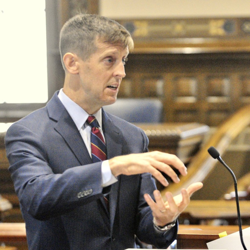 Attorney Walter McKee argues Wednesday on behalf of former Anson treasurer Claudia Viles, who was convicted in 2016 of stealing more than $500,000 from the town. McKee, who presented his arguments before the Maine Supreme Judicial Court, argued that the state did not provide enough evidence at trial to support the conviction. 