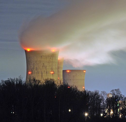 The Three Mile Island nuclear power plant is seen on the Susquehanna River in Middletown, Pennsylvania, in 2011. Only one of its two reactors is still in use.
