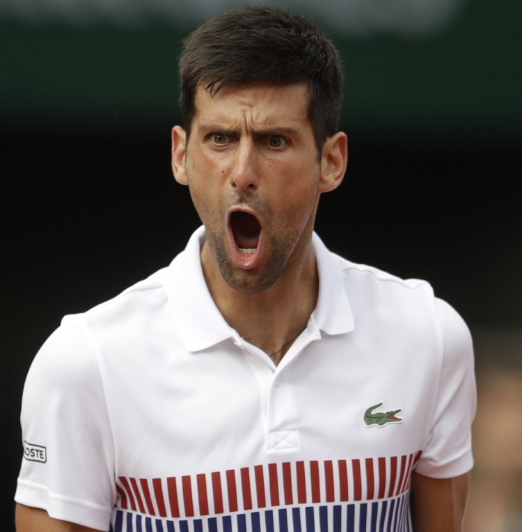 Novak Djokovic was far from his happy-go-lucky image Friday at the French Open, and was forced to go five sets before advancing to the fourth round.